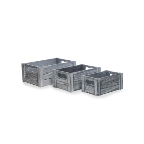 Caixote De Madeira Decoração 3 Unid. Cinza - Cromus Menor preço em Caixote De Madeira Decoração 3 Unid. Cinza - Cromus