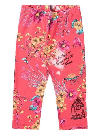 Calça Capri Brandili em Cotton Floral Vermelha Menor preço em Calça Capri Brandili em Cotton Floral Vermelha