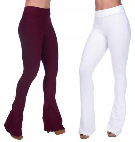 calça flare pano grosso