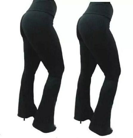 calça cintura alta flare preta