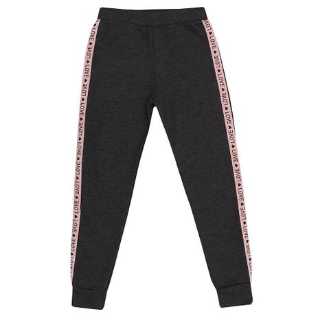 Calça Infantil Feminina Moletom Mescla Preto com Faixa - Pulla bulla Menor preço em Calça Infantil Feminina Moletom Mescla Preto com Faixa - Pulla bulla