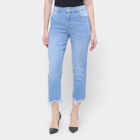 calça jeans barra desfiada feminina