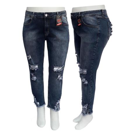 calça jeans rasgada plus size