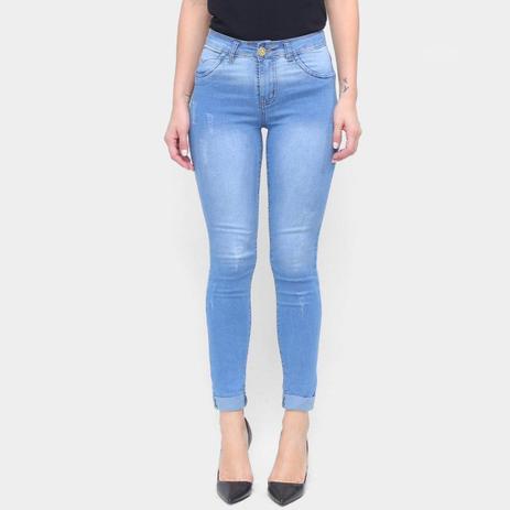 calça jeans barra dobrada feminina