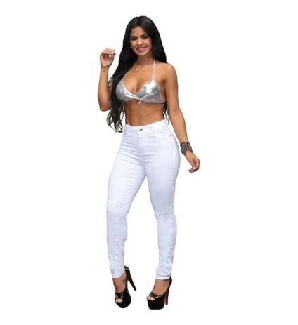 calça branca jeans feminina cintura alta