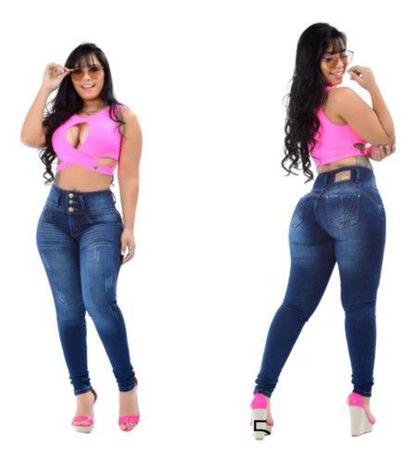 calça jeans cintura alta com strech