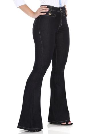calça jeans flare escura