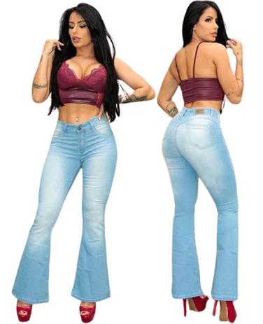 calça flare jeans cos alto