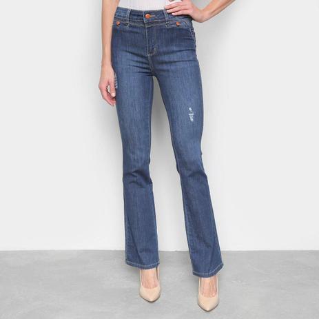 calça flare jeans cintura alta sawary