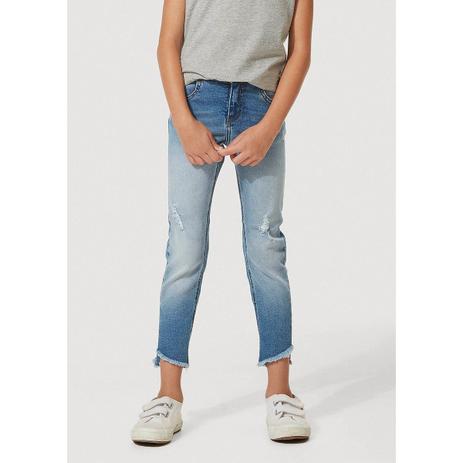 calça jeans barra assimetrica