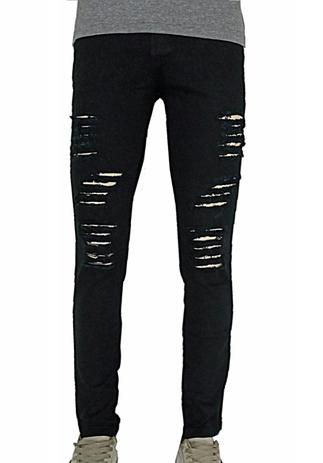 calça jeans rasgado masculino preta