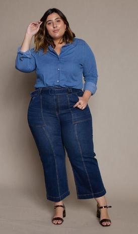 calça pantacourt plus size jeans