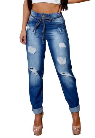 calca jeans feminina azul