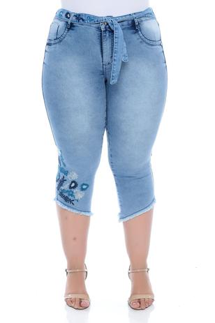 calça capri plus size jeans