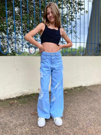 Calça Jeans Wide Leg Feminina Infantil Juvenil (R6232) - review jeans -  Calça Infantil - Magazine Luiza