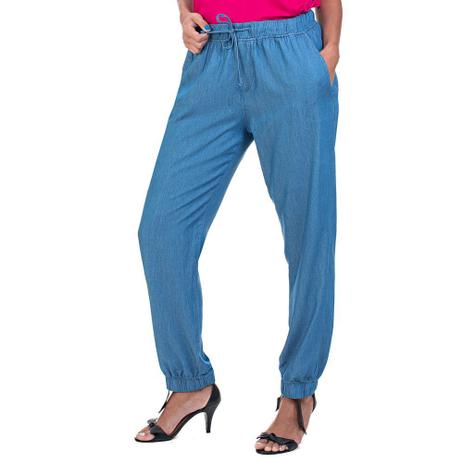 calça jeans feminina com elastico na barra