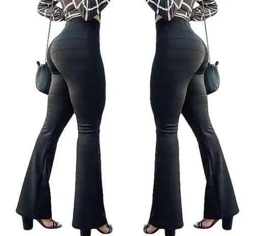 Compre Calça Flare Fec Fashion Legging Bailarina Boca Sino Preta Online