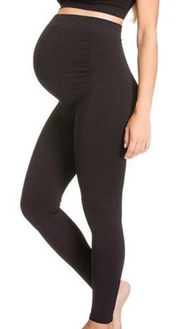Calça legging para gestante sem costura na lateral para antes e depoi