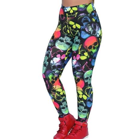 calça legging estampa de caveira