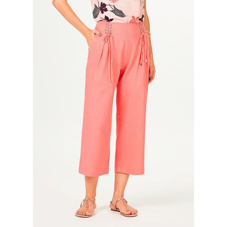 Calça Pantacourt Feminina Em Linho Cintura Alta - hering Menor preço em Calça Pantacourt Feminina Em Linho Cintura Alta - hering