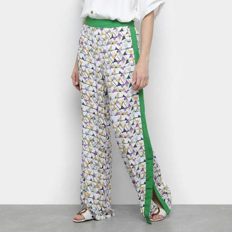 calça larga estampada feminina