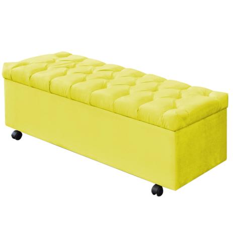 Calçadeira Baú de Casal 140 cm Potenza Veludo Amarelo - Sheep estofados Menor preço em Calçadeira Baú de Casal 140 cm Potenza Veludo Amarelo - Sheep estofados