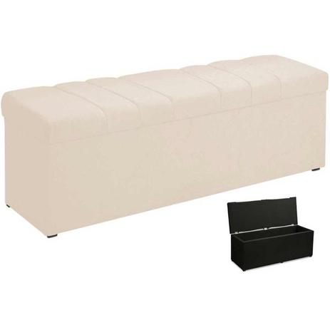 Calçadeira Baú Roma 140 cm Suede Bege- JS Móveis Menor preço em Calçadeira Baú Roma 140 cm Suede Bege- JS Móveis