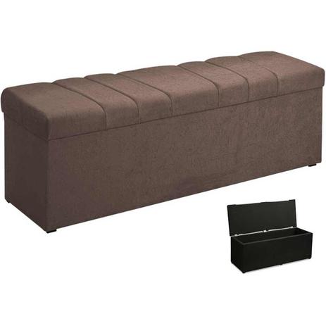 Calçadeira Baú Roma 140 cm Suede Marrom- JS Móveis Menor preço em Calçadeira Baú Roma 140 cm Suede Marrom- JS Móveis