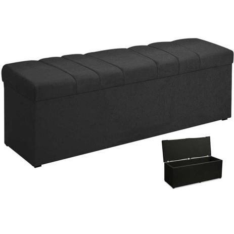 Calçadeira Baú Roma 195 cm Suede Preto- JS Móveis Menor preço em Calçadeira Baú Roma 195 cm Suede Preto- JS Móveis