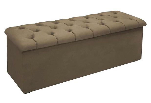 Calçadeira com Baú Lotus Simbal Suede Taupe 90 cm Menor preço em Calçadeira com Baú Lotus Simbal Suede Taupe 90 cm