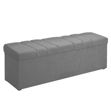 Calçadeira com Baú Roma 140 cm Suede Cinza Amassado - JS Móveis Menor preço em Calçadeira com Baú Roma 140 cm Suede Cinza Amassado - JS Móveis
