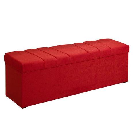Calçadeira com Baú Roma 160 cm Suede Vermelho Amassado - JS Móveis Menor preço em Calçadeira com Baú Roma 160 cm Suede Vermelho Amassado - JS Móveis