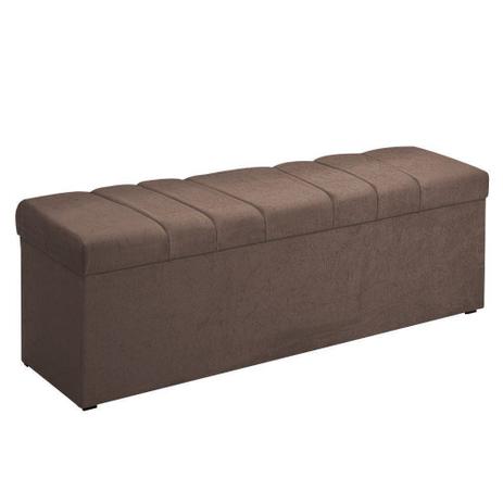 Calçadeira com Baú Roma 195 cm Suede Chocolate Amassado - JS Móveis Menor preço em Calçadeira com Baú Roma 195 cm Suede Chocolate Amassado - JS Móveis