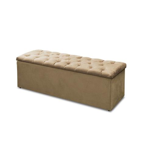Calçadeira Recamier Baú Casal 140cm Sofia Suede Bege - DS Móveis Menor preço em Calçadeira Recamier Baú Casal 140cm Sofia Suede Bege - DS Móveis