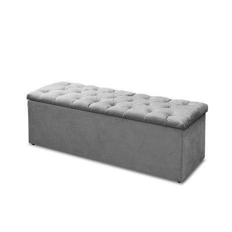 Calçadeira Recamier Baú Casal King 195cm Sofia Suede Cinza - DS Móveis Menor preço em Calçadeira Recamier Baú Casal King 195cm Sofia Suede Cinza - DS Móveis
