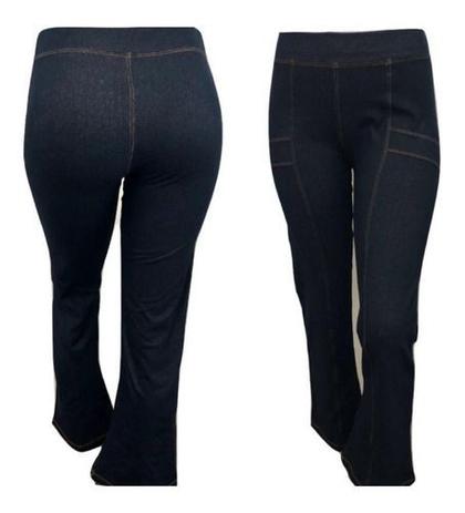 calça flare jeans preta cintura alta