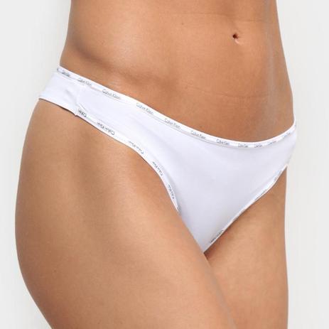 Kit 2 Calcinhas Fio Dental Elástico Logo Calvin Klein - Preto e Cinza  Mescla Multicores