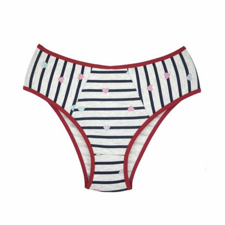 Calcinha Monika Knust Cotton Cintura Alta Listrada Menor preço em Calcinha Monika Knust Cotton Cintura Alta Listrada