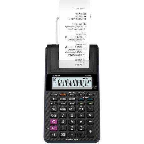 Calculadora C/ Bobina Casio HR-8RC 12 dig Com Adaptador Bivolt Preta Menor preço em Calculadora C/ Bobina Casio HR-8RC 12 dig Com Adaptador Bivolt Preta