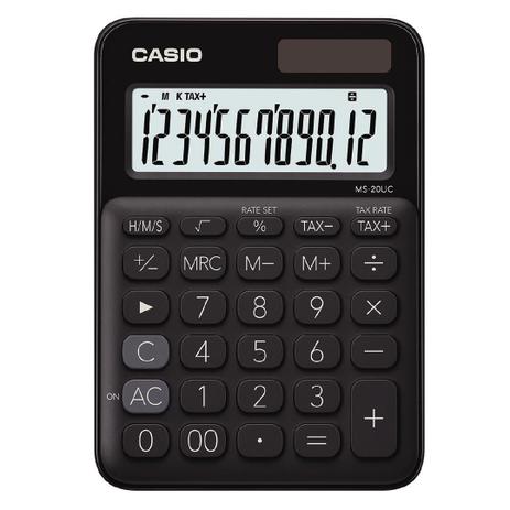 Calculadora Casio Básica Solar e Bateria MS-20UC-BK - Preto Menor preço em Calculadora Casio Básica Solar e Bateria MS-20UC-BK - Preto