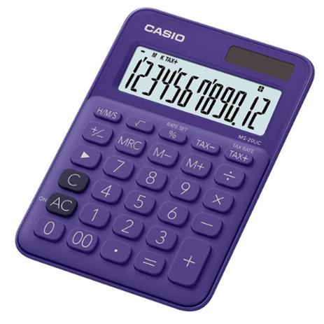 Calculadora Casio Básica Solar e Bateria MS-20UC-PL - Roxo Menor preço em Calculadora Casio Básica Solar e Bateria MS-20UC-PL - Roxo