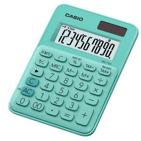 Calculadora Casio de Mesa 10 Dígitos MS-7UC-GN - Verde Menor preço em Calculadora Casio de Mesa 10 Dígitos MS-7UC-GN - Verde