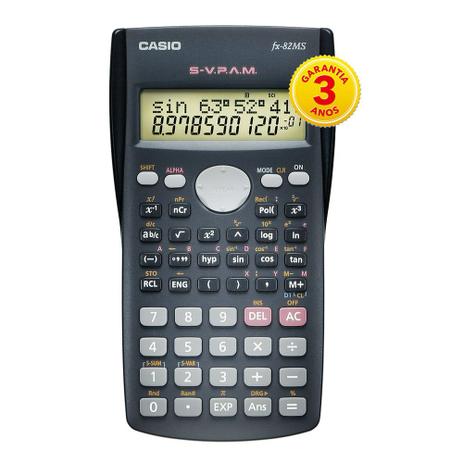 Calculadora científica Casio c/ 240 funções, visor de 2 linhas e 10 dígitos FX-82MS - Casio* Menor preço em Calculadora científica Casio c/ 240 funções, visor de 2 linhas e 10 dígitos FX-82MS - Casio*