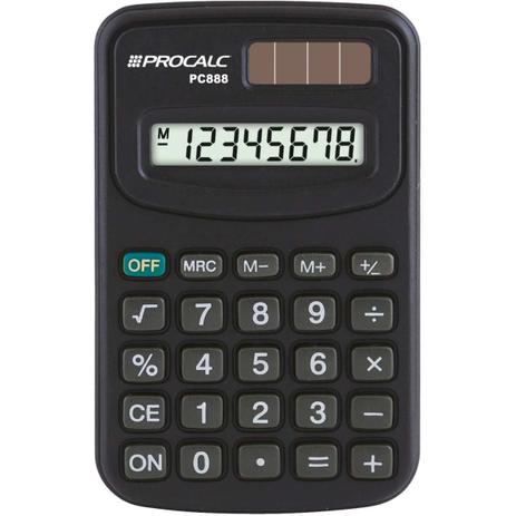 Calculadora de Bolso 08 Digitos MOD.PC888 C/CAPA - Procalc Menor preço em Calculadora de Bolso 08 Digitos MOD.PC888 C/CAPA - Procalc