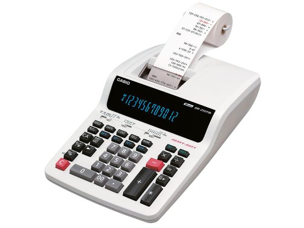 Calculadora de Mesa Casio com Bobina 12 Dígitos - DR-210TM Branca