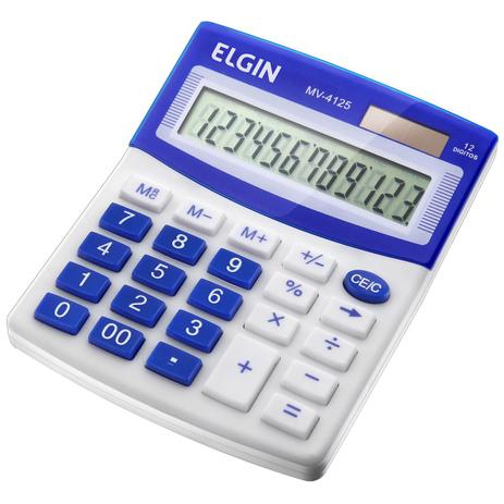 Calculadora De Mesa Elgin MV4125 Visor LCD 12 Dígitos Azul Menor preço em Calculadora De Mesa Elgin MV4125 Visor LCD 12 Dígitos Azul