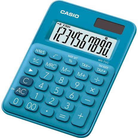 Calculadora de Mesa Solar E Bateria 10 Dígitos Mini MS-7UC-BU Azul CASIO Menor preço em Calculadora de Mesa Solar E Bateria 10 Dígitos Mini MS-7UC-BU Azul CASIO