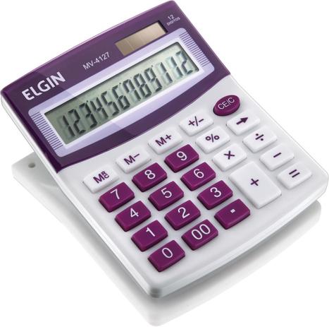 Calculadora de Mesa Visor - Alimentação Solar e Bateria - Blister Mv4127 Roxa - Elgin é boa?