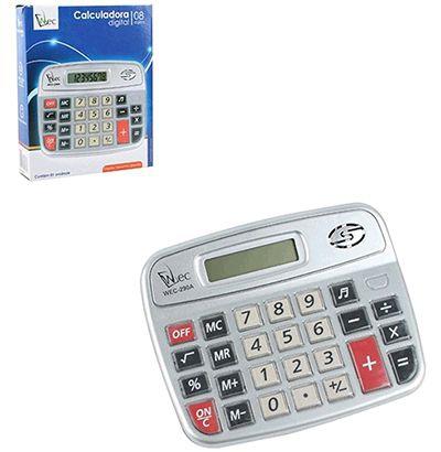 Calculadora eletrônica 8 dígitos botão de acrílico 15,4x12,4cm - Wellmix Menor preço em Calculadora eletrônica 8 dígitos botão de acrílico 15,4x12,4cm - Wellmix