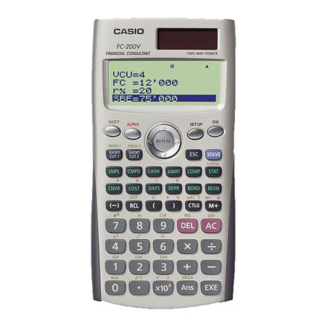 Calculadora financeira Casio c/ monitor de 4 linhas FC-200V - Casio* Menor preço em Calculadora financeira Casio c/ monitor de 4 linhas FC-200V - Casio*